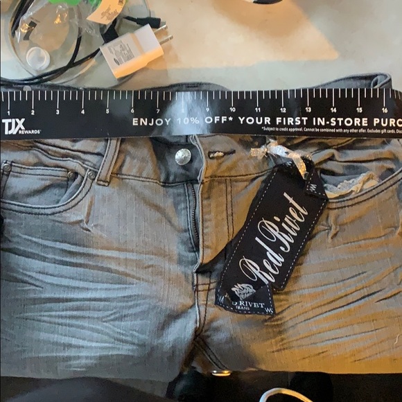 Red Rivet dark gray skinny leg jeans size 15 - Picture 7 of 8